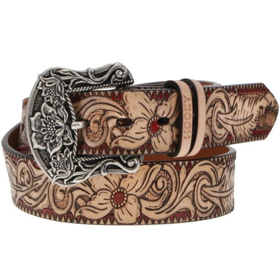 Gear * | Flora Original Hooey Ladies Belt Natural/Brown/Red W/Floral