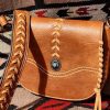 Leather Goods * | Justin 22075531 Women'S Crossbody With Laced Trim Purse Brown