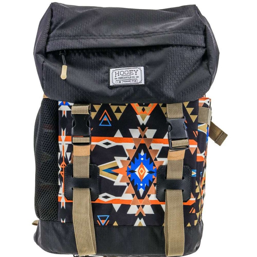 Gear * | Topper Hooey Backpack Black/Orange Aztec Pattern W/Black & Mustard Accents