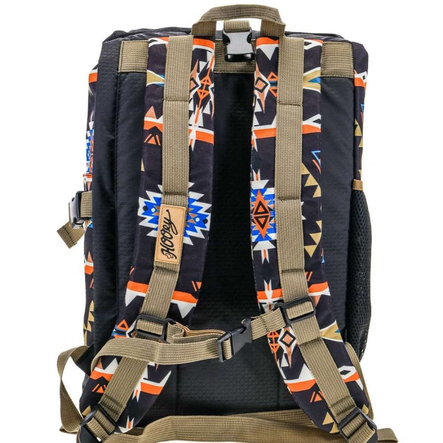 Gear * | Topper Hooey Backpack Black/Orange Aztec Pattern W/Black & Mustard Accents