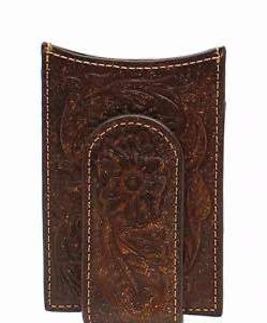 Leather Goods * | Ariat International Ariat A3528002 Floral Embossed Magnetic Money Clip