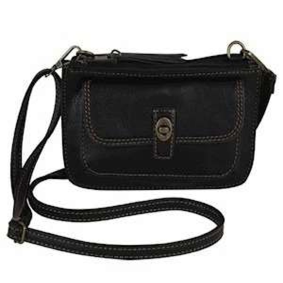 Leather Goods * | Trenditions L.L.C Coral Ridge Black Crossbody Purse 21089819Blk