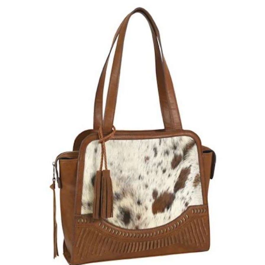 Leather Goods * | Trenditions L.L.C Catchfly 22091794 Satchel Chestnut With Hair-On