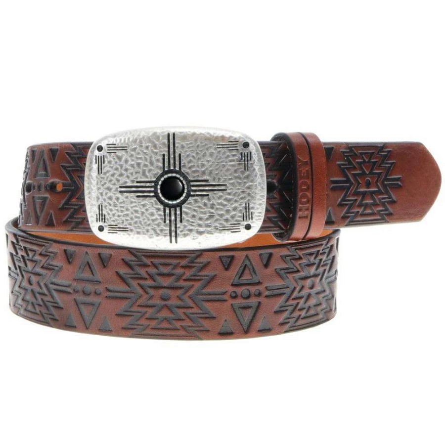 Gear * | Dakota Original Hooey Ladies Belt Brown/Black W/Aztec