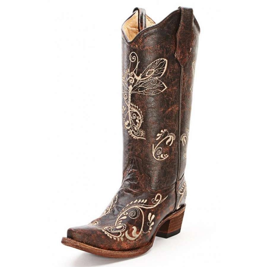 Boots * | Corral Boots Ladies Dragonfly Cowboy Boots Corral L5001