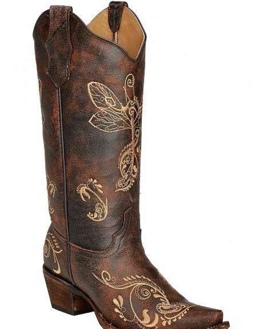 Boots * | Corral Boots Ladies Dragonfly Cowboy Boots Corral L5001