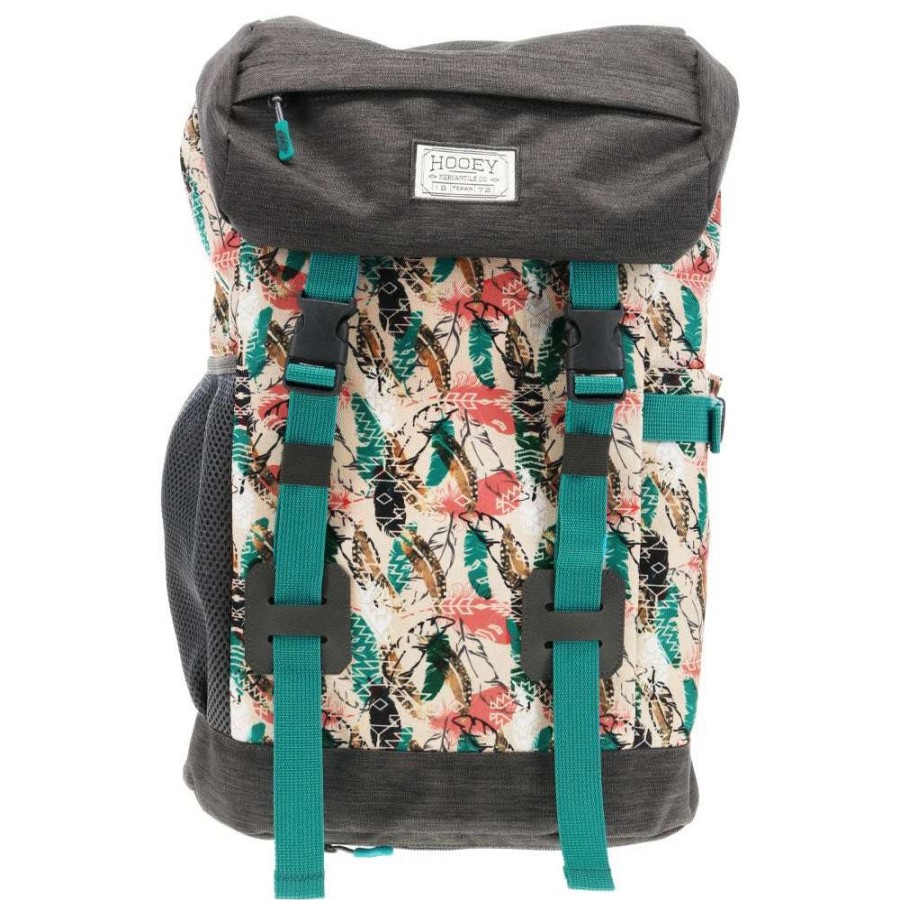 Gear * | Topper Hooey Backpack Turquoise/White Aztec Pattern W/Charcoal & Turquoise