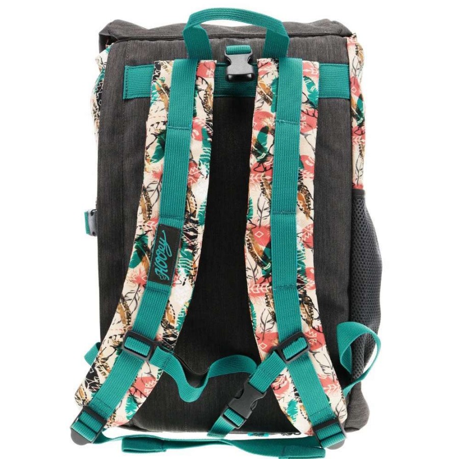 Gear * | Topper Hooey Backpack Turquoise/White Aztec Pattern W/Charcoal & Turquoise