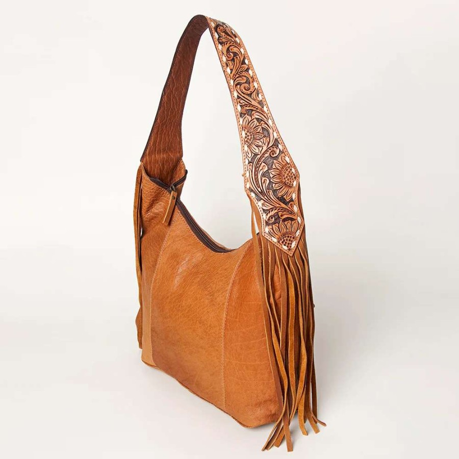 Leather Goods * | American Darling Adbga220 Leather Hobo Fringe Purse