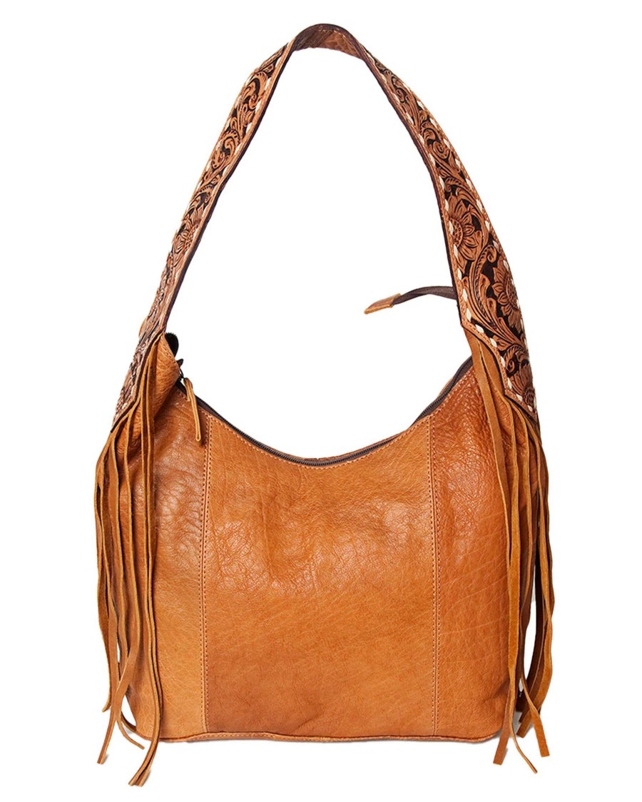 Leather Goods * | American Darling Adbga220 Leather Hobo Fringe Purse