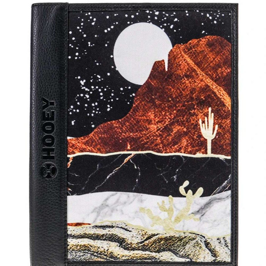 Gear * | Hooey "Desert Nights" Leather Notebook Cover Black/Brown Desert Night Pattern