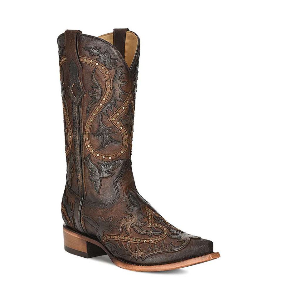 Boots * | Corral Boots Men'S Corral C3990 Overlay Embroidery Leather Boots Handcrafted