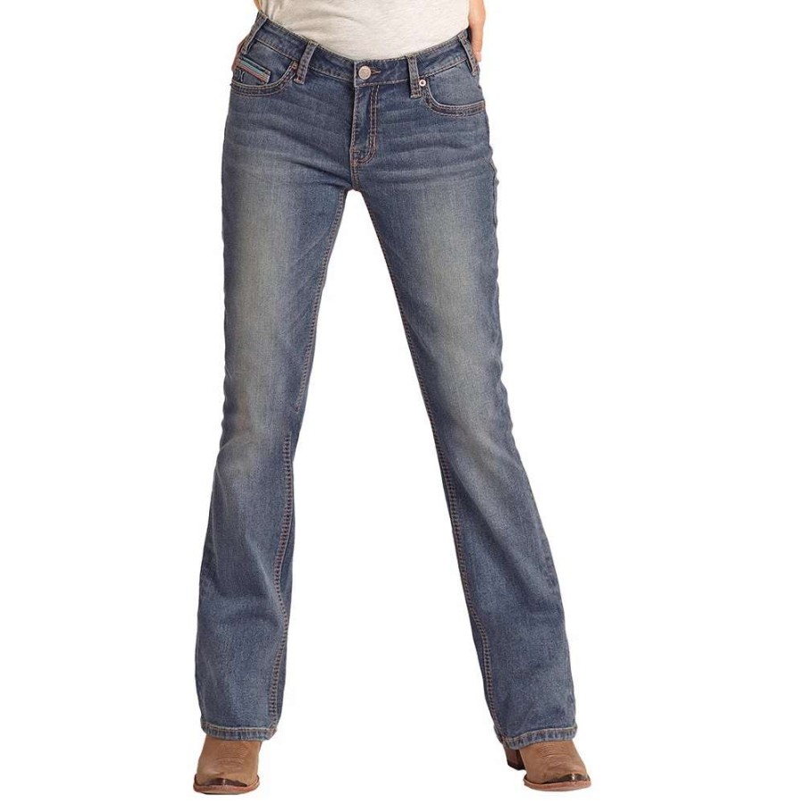 Jeans * | Medium Wash Mid Rise Bootcut Hooey Ladies Jeans