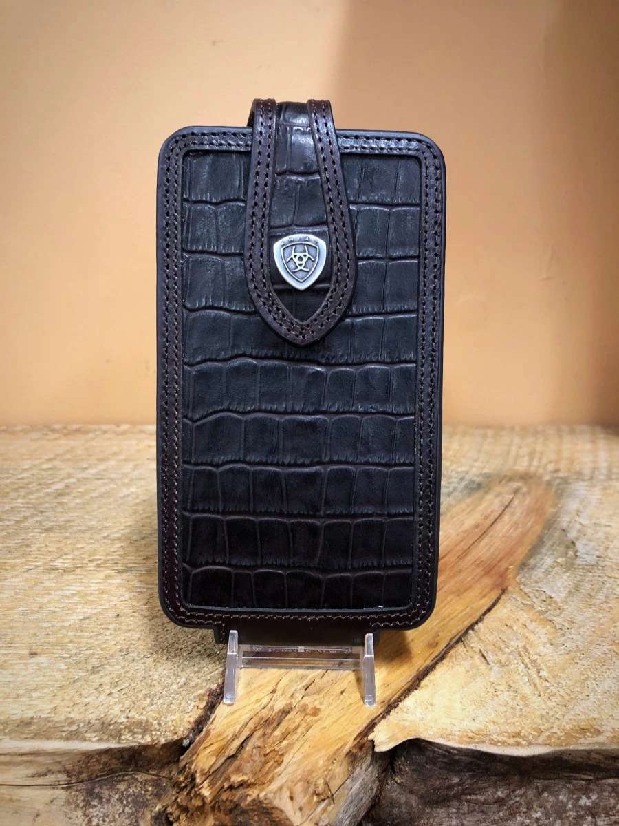 Leather Goods * | Ariat International Ariat Crocodile Print Brown Cell Phone Case A0600502