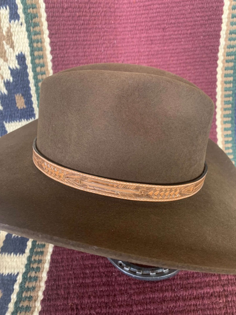 Leather Goods * | Austin Accents Austin Accent Tan Arrow Tooled Leather Hat Band Lc-69F