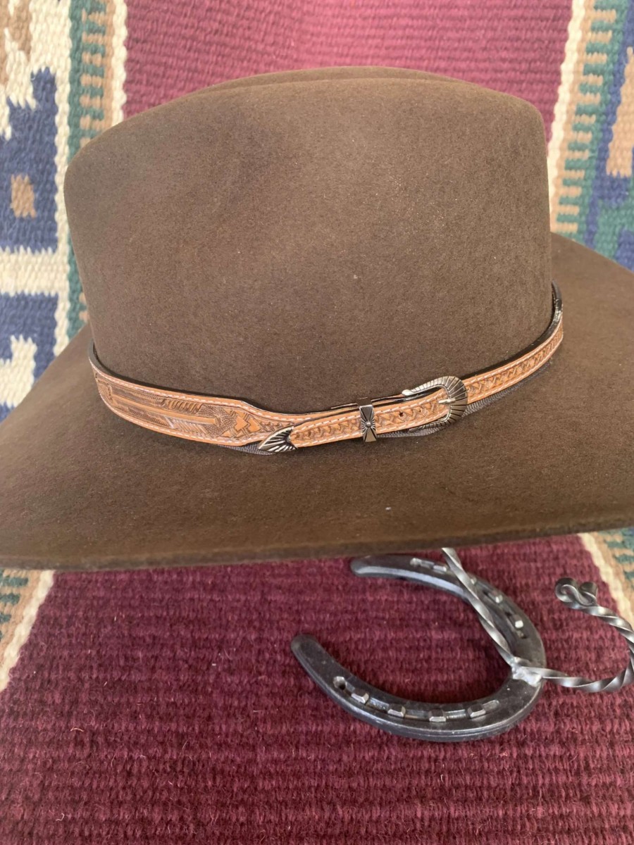 Leather Goods * | Austin Accents Austin Accent Tan Arrow Tooled Leather Hat Band Lc-69F