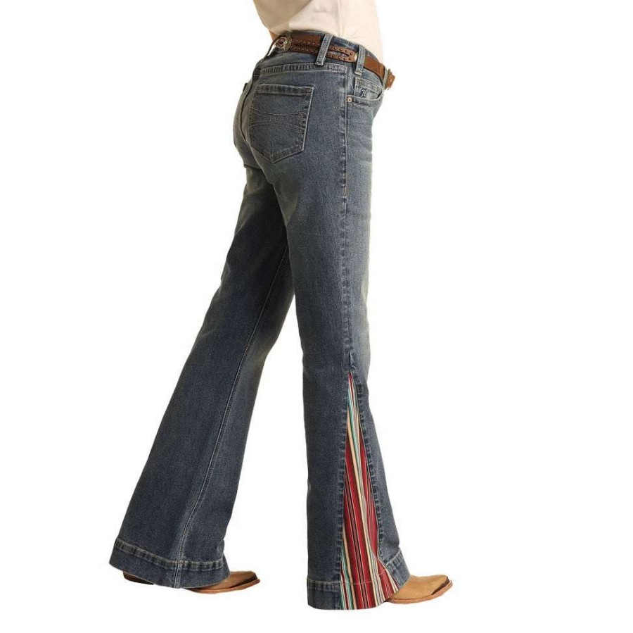 Jeans * | Hooey Serape Print Inlay Mid Rise Trouser Ladies Jeans