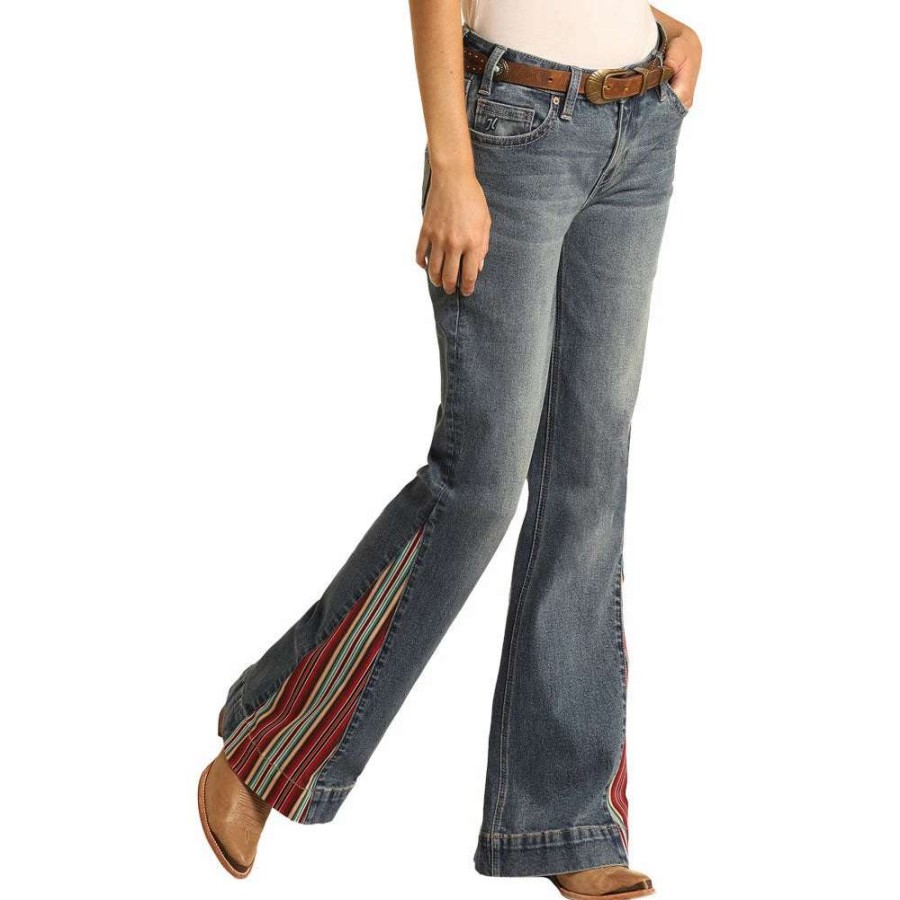 Jeans * | Hooey Serape Print Inlay Mid Rise Trouser Ladies Jeans