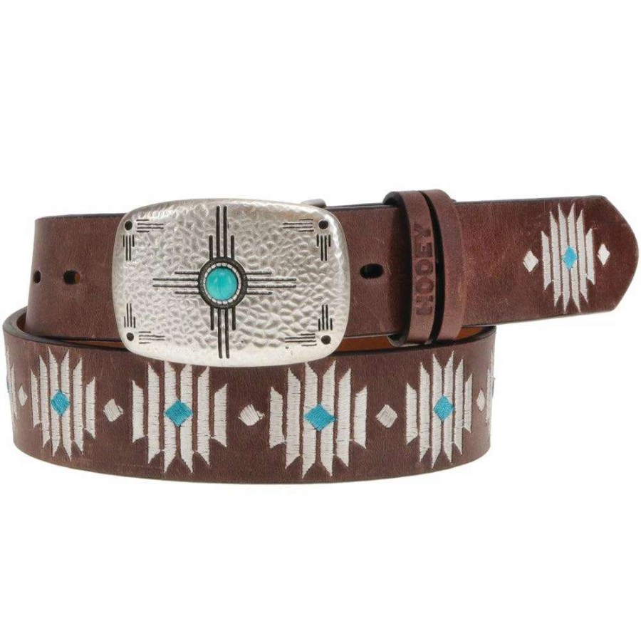 Gear * | Blue Diamond Original Hooey Ladies Belt Brown/Ivory/Turquoise