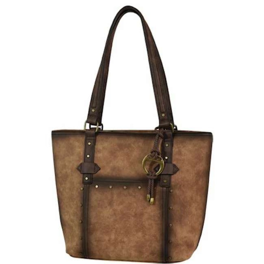 Leather Goods * | Justin 22079309 Women'S Burnished With Anti Brass Studs Tote