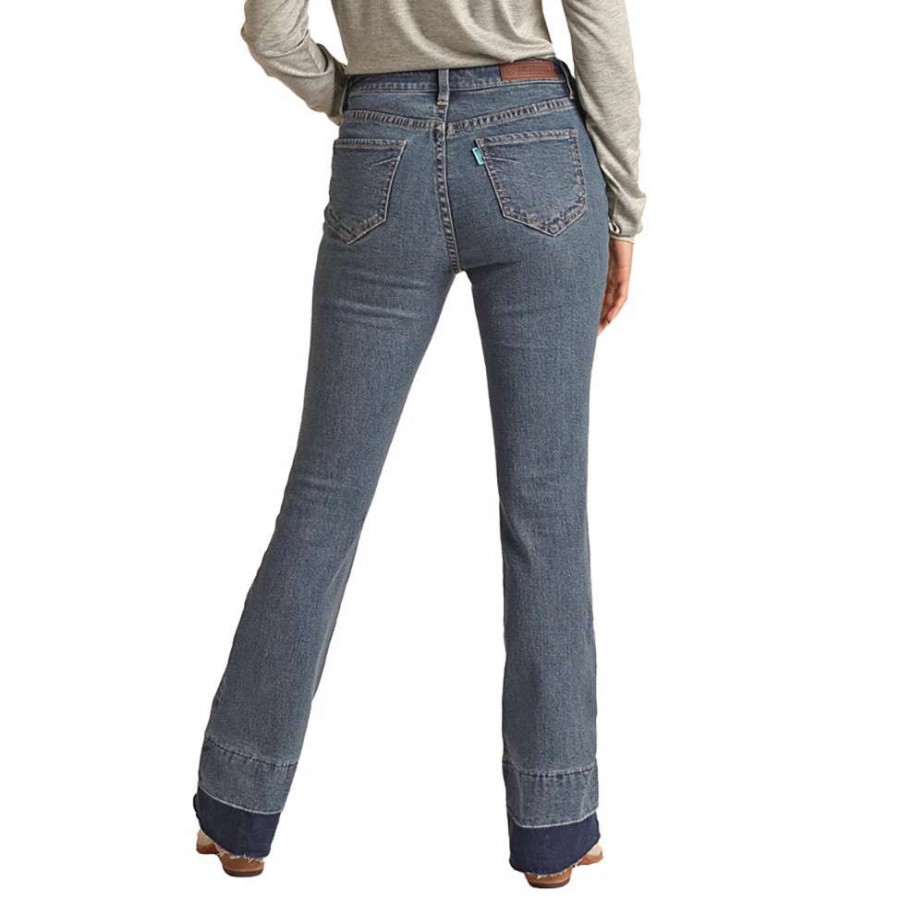 Jeans * | Hooey Medium Wash High Rise Stretch Baby Flare Jeans