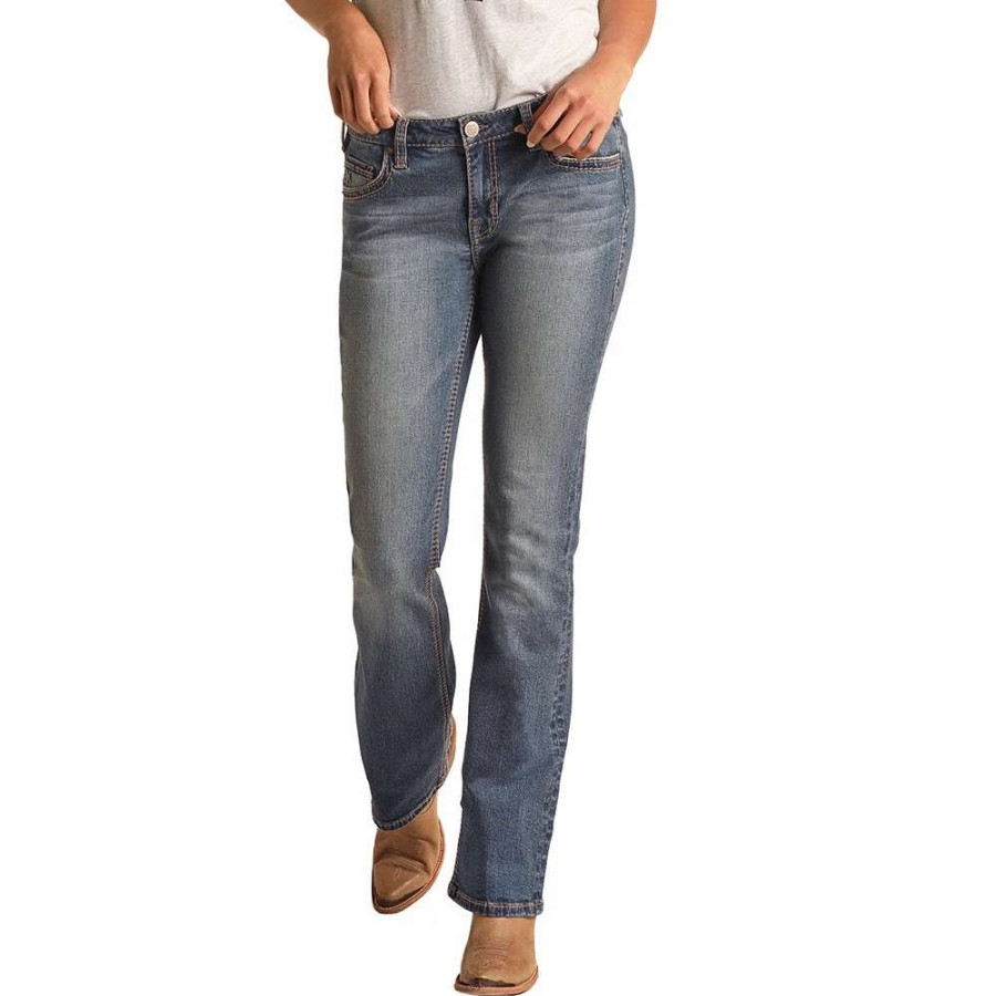 Jeans * | Hooey Light Wash Mid Rise Stretch Bootcut Jeans