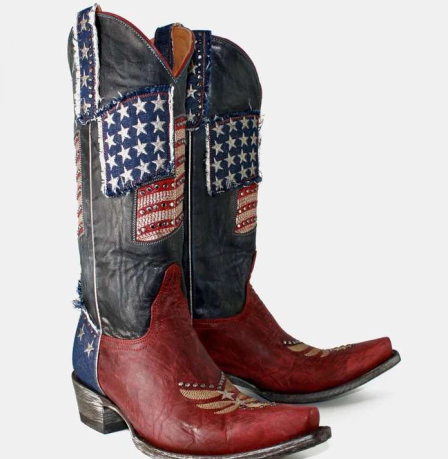 Boots * | Old Gringo Boots Ladies Old Gringo Edith Red, White & Blue Womens Boots L3672-5