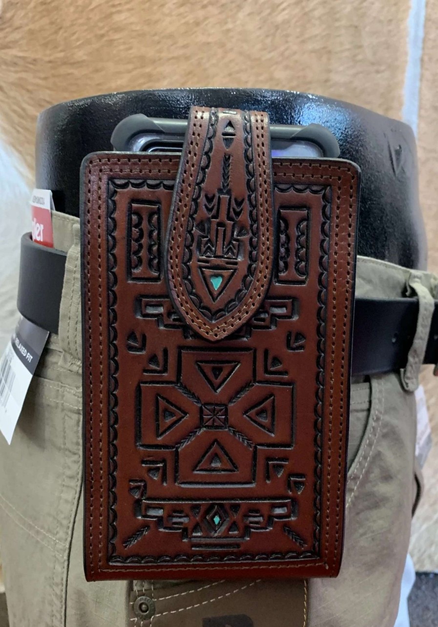 Leather Goods * | Austin Accents Leather Aztec Phone Case Cp-05 Brown