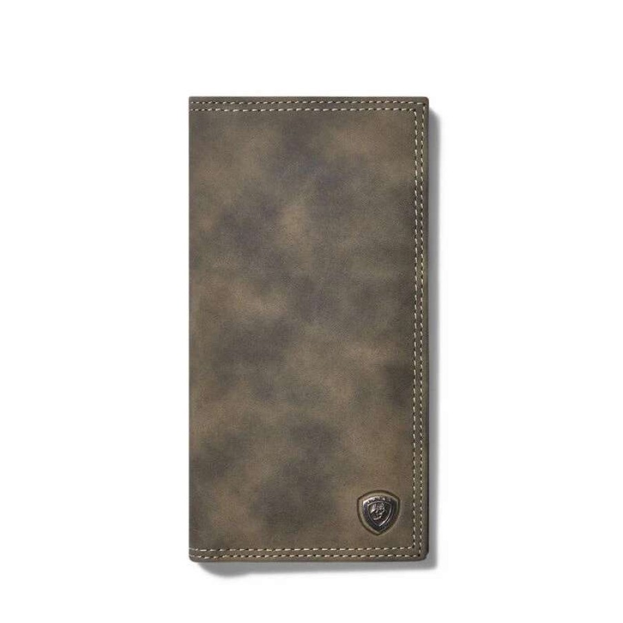 Leather Goods * | Ariat International Ariat Men'S Rodeo Shield Concho Grey Bifold Wallet A3544806